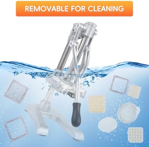 2-in-1 Commercial Manual Juicer & French Fry Cutter, Heavy Duty Cast Aluminum Citrus Press and Vegetable Chopper with 1/4", 3/8" & 1/2" Stainless Steel Blades for Potato, Orange & Lemon - Image 4