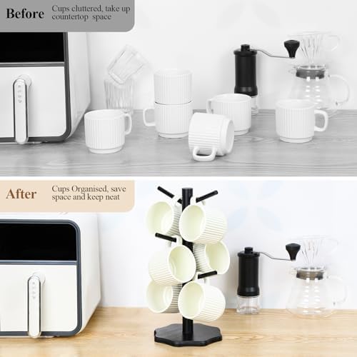 Coffee Cup Stand, Cup Holder, Standing Coffee Mug, Tree Cups, Shelf with Thicker Base, Cup Holder, Standing Coffee Mug, Pretzel Stand, Coffee Mug Rack (Black) - Image 6