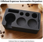 Yajuyi Coffee Tamper Kit Organizer | Easy-to-Clean, Silicone pressing Mat with Portafilter Stand, for home use, Black - Image 3