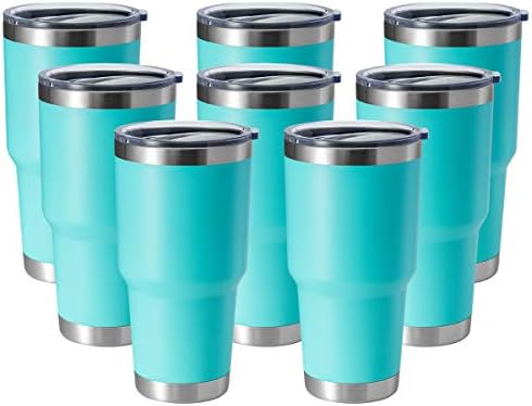 HASLE OUTFITTERS 30oz Stainless Steel Tumbler, Double Wall Vacuum Insulated Travel Mug Tumbler, Durable Insulated Coffee Mug, Gift Box Set (Light Green, 8) by HASLEOUTFITTERS