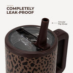 HydroJug Traveler 20oz Kids Insulated Tumbler with Handle, Brown Leopard - Image 2