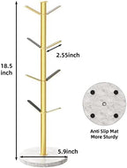 Gypie Gold Mug Holder Tree with Marble Base, 8 Hooks Standard Coffee Cups - Image 6