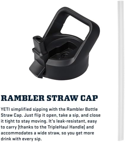 YETI Rambler 18 oz Bottle, Vacuum Insulated, Stainless Steel with Straw Cap, Navy - Image 6