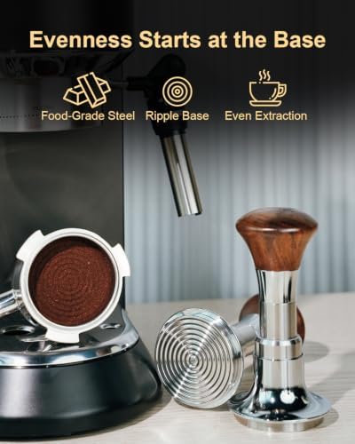 KOFIKOFI 51mm Espresso Tamper, 3 Spring Loaded 30lb Pressure Click Walnut - Image 2
