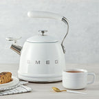 SMEG Stovetop Whistling Kettle – 50s Retro Style, 2.3 Liter (10 Cup / 2.4 Quart) Stainless Steel Tea Kettle with Iconic Design & Whistle – Premium Kitchen Statement Piece-White - Image 2