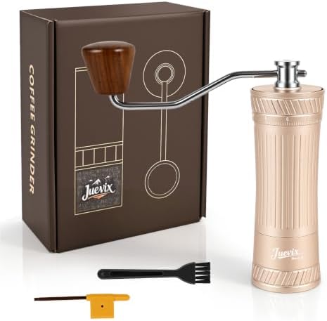 Manual Coffee Grinder with 38mm Titanium Coated Conical Burr, Premium Hand Coffee Grinder with External Adjustable Setting for Espresso, Pour Over & French Press, Slim Waist Design,Champagne by Unknown