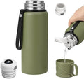 Double wall vacuum Leakproof stainless steel wide mouth insulated water bottle tea tumbler with cup,lid;smart thermoses hot coffee,thermal flask ice drinks with led digital temperature display by Unknown