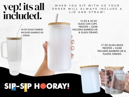 Sip-Sip Hooray! Cats on Bookshelf 40oz Glass Tumbler with Lid and Straw - Image 3