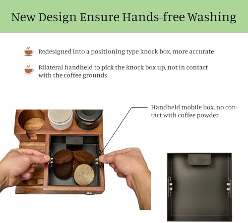 IKAPE V3 Espresso Knock Box, Modern Wooden Coffee Organizer, 51-58mm Tamper & Distributor Storage, Non-Slip, Portable, 9.5*9.5*3.5 inches - Image 2