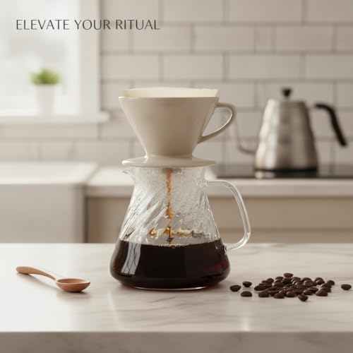 20.3 fl oz Diamond Cut Glass Coffee Server, High Borosilicate Carafe for Pour Over Brewing and Serving - Image 2