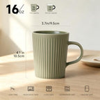 Coffee Mugs Set of 4, 16oz Large Striped Stoneware Coffee Cups with Handle - Image 2