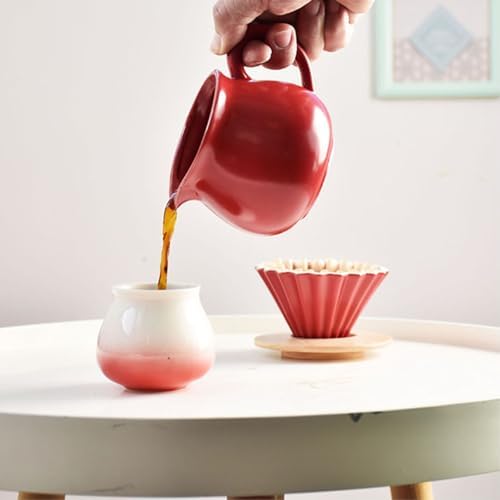 400ml/13.5oz ceramic hand-punched origami drip filter cups are exquisite, fresh and practical for home use-red - Image 4
