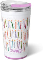 Swig Life 24oz Party Cup, Stackable Insulated Travel Coffee Tumbler with EZ Slider Lid, Cup Holder Friendly, Stainless Steel 24 oz Tumbler, Reusable Coffee Mug (Make a Wish) by SwigLife