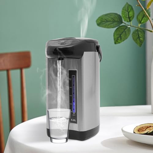 304 Stainless Steel Hot Water Dispenser, Tea Maker Electric Kettle, 4L Removable Water Tank, 750 Watt Adjustable Water Temperature for Tea&Coffee Black, 7.87 * 15in by DUTTIETY