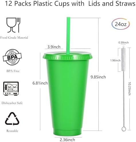 24 oz Reusable Plastic Cups, Custom Cups for Party with Lids and Straws, 24 Pack Iced Coffee Travel Mugs or Mean Girls Party Tumblers, Leak-Proof Coffee Travel Mug (24, Mixed) - Image 2