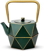 Toptier Cast Iron Teapot, Stovetop Safe Japanese Cast Iron Tea Kettle, Diamond Design Tea Pot with Removable Infuser for Loose Tea, 54 Ounce (1600 ml), Dark Green by toptier