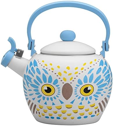 UPware Enamel on Steel Whistling Tea Kettle, Stovetop Teakettle (2.1 Quart, Owl) - Image 2