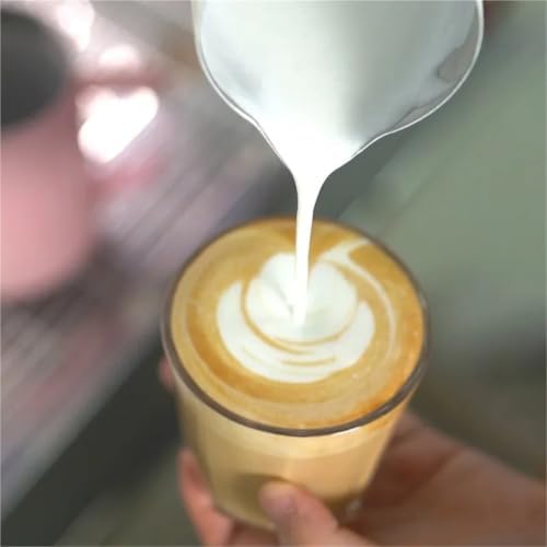 Milk Frother Cup Stainless Steel Pointed Mouth Coffee Latte Art Cup 400ml/600ml Stainless Steel Big Belly Double Scale Milk Pitcher Tool(600ml,Black) - Image 7