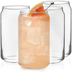Libbey Classic Can Shaped Drinking Glasses Set of 4, Clear Kitchen Glass Tumbler, 16 Oz, Dishwasher Safe Glass Cups Set for Beverages and Cocktails by Libbey