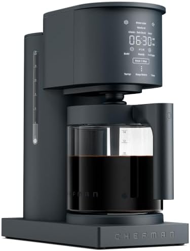 Chefman Caffeinator Programmable Drip Coffee Maker, 14-Cup Glass Carafe with 1-4 Cup Brewing, Classic & Bold Settings, 24-Hour Timer, Customizable Warming Plate, Reusable GoldTone Filter - Midnight by Chefman