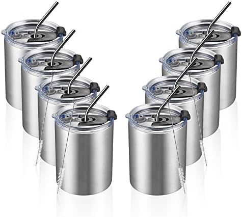 MEWAY 12oz/8Pack Coffee Mug With Lid, Insulated Stainless Steel Reusable Coffee Cup, Double Wall Durable Coffee Mug, Powder Coate，For Coffee, Beer, Home, Office(Silver,8 Pack) - Image 6