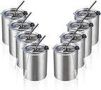 MEWAY 12oz/8Pack Coffee Mug With Lid, Insulated Stainless Steel Reusable Coffee Cup, Double Wall Durable Coffee Mug, Powder Coate，For Coffee, Beer, Home, Office(Silver,8 Pack) - Image 6
