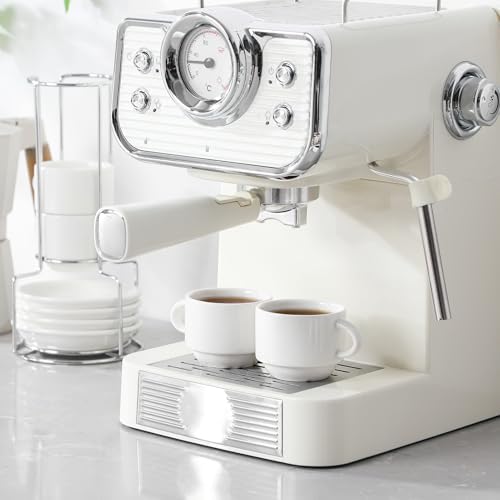 MALACASA 2.5 OZ Espresso Cups Set of 4, Porcelain Stackable Coffee Cups with Saucers, Spoons and Metal Stand, Demitasse Mugs Cappuccino Cups, Espresso Accessories for Machine - Image 5
