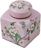 Coffee Bean Storage Canister with Airtight Lid, Decorative Ceramic Tea Jar with Vintage Floral Pattern, Sugar Container & Spice Jar for Kitchen Countertop, Cabinet or Shelf - Pink & 30oz by Unknown