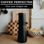 HASTINGS 68 Oz Pour Over Coffee Maker Set with Double Layer Reusable Stainless Steel Filter 8-Cup and Wood Handle - Dual Wall Heat Resistant Drip Coffee Brewer, Pour Over Coffee Dripper Carafe, Black - Image 2