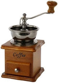 Manual Coffee Bean Grinder Vintage Wooden Burr Mill Hand Crank by Unknown
