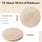 Koville Travertine Marble Coasters for Home Decor, Marble Coasters Set of 6 - Image 2
