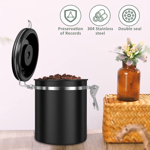 4PCS Coffee Storage Canister 1.5L 51OZ Double Airtight Coffee Beans Container with Date Locator 304 Stainless Steel Kitchen Food Storage Container with Spoon for Tea Sugar - Image 5