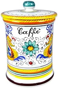 Deruta Italy Raffaellesco Coffee Jar | 1 Piece | 4 x 4 x 6 Inch Multicolor Hand Painted Ceramic Storage Canister Airtight Lid Kitchen Italian Pottery Renaissance Decor Countertop Pantry Organizer Gift by Gute