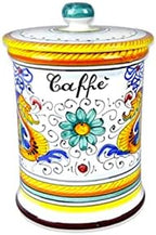 Deruta Italy Raffaellesco Coffee Jar | 1 Piece | 4 x 4 x 6 Inch Multicolor Hand Painted Ceramic Storage Canister Airtight Lid Kitchen Italian Pottery Renaissance Decor Countertop Pantry Organizer Gift by Gute