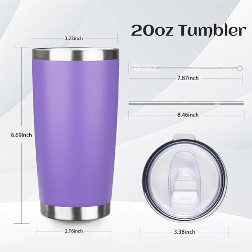 DIW 20oz Insulated Tumbler Bulk Travel Coffee Mug with Lid(Purple,6 Pack) - Image 2