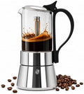 3 Cup Glass Moka Pot 7 oz, Stovetop Espresso Maker, Visible Borosilicate Glass Top & Stainless Steel, Secure Handle, Induction Gas Electric, Portable by Unknown