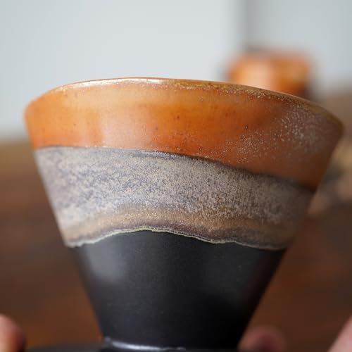 Handmade Ceramic Pour Over Coffee Dripper Set, Black - Image 6