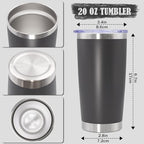 20oz Tumbler Insulated Coffee Tumblers with Lid Stainless Steel Grey 12P - Image 4