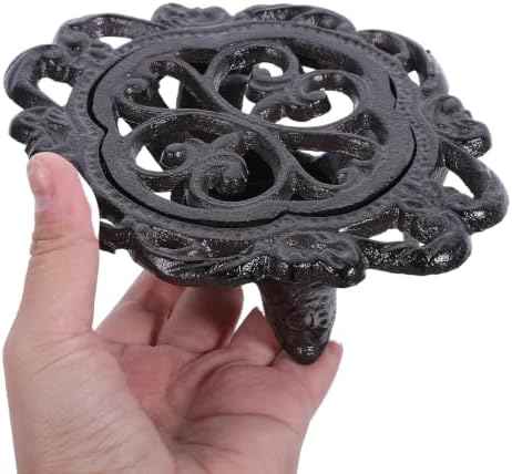 Cast Iron Teapot Warmer Stand Black with Tealight Candle, Rustic - Image 4