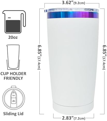 20 oz Tumbler Bulk Stainless Steel Tumblers with Lids and Straws White - Image 2