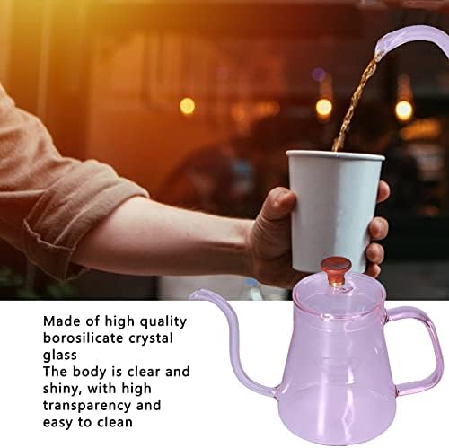 Gooseneck Kettle, Glass Teapot Long Coffee Kettle High Borosilicate Gooseneck Spout Glass Coffee Pot Pour over Kettle for Home (Pink, 350ml) - Image 6