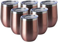 HASLE OUTFITTERS 12oz Wine Tumbler with Lid Stemless Wine Glasses Double Wall Vacuum Travel Mugs stainless steel Coffee Cup for Cold & Hot Drinks Wine Coffee Cocktails Beer 6 Pack Rose Gold by HASLEOUTFITTERS