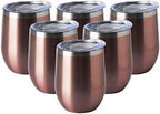 HASLE OUTFITTERS 12oz Wine Tumbler with Lid Stemless Wine Glasses Double Wall Vacuum Travel Mugs stainless steel Coffee Cup for Cold & Hot Drinks Wine Coffee Cocktails Beer 6 Pack Rose Gold by HASLEOUTFITTERS