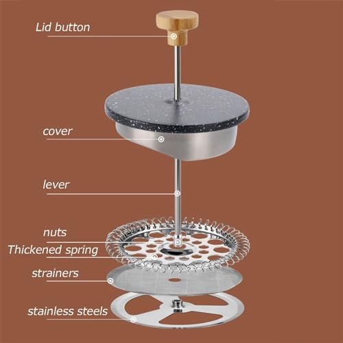 HASMI Coffee Kettle French Double Stainless Steel French Press Pot Filter Insulation Home Hand Brew Coffee Pot Milk Frother Coffee Maker (Color : Black, Size : 1000ml), Dingzhebo2022 - Image 4