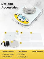 CGOLDENWALL Lab Scale 3000gX0.01g Analytical Electronic Balance Digital Laboratory Scale Precision Jewelry Scales Kitchen Weighing Scales 0.01g Calibrated 110V (3000g, 0.01g) - Image 6