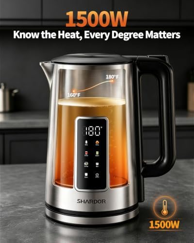 SHARDOR Electric Kettle 1.7L Stainless Steel, One Touch Start, Auto Shut-Off - Image 3