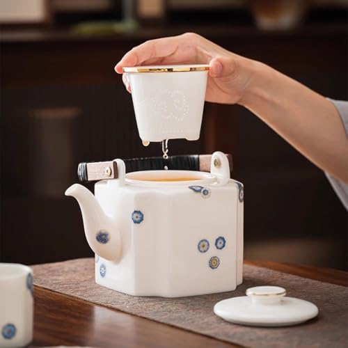 Tea Pots For Loose Tea Simple White Porcelain Teapot 1000ml Large Capacity Office Liner Filter Teapot Tea Infuser Pot - Image 5