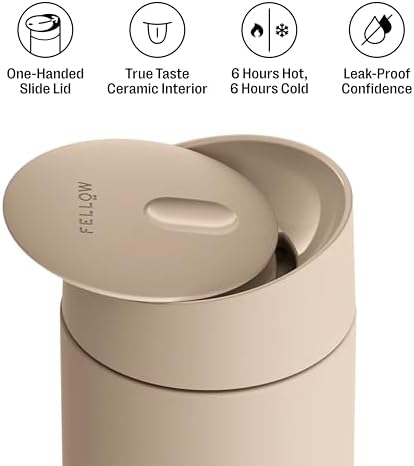 Fellow Carter Slide Ceramic Lined Travel Mug 12 oz, Coffee, One-Handed Lid - Image 2