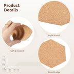 200 PCS Cork Coasters, 4 Inch Thick Wooden Cup Pads for Drink Absorbent, DIY Hexagon Blank Coasters, Bulk Tea or Coffee Coaster Set, for Wine Glass Cup Mug, Office and Home Use - Image 4