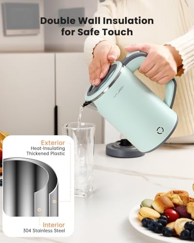 WTJMOV Small Electric Kettle Stainless Steel, 0.8L Portable Tea Kettle Auto Shut-off, Low Power Hot Water Kettle for Camping, Travel, Office and More - Image 5